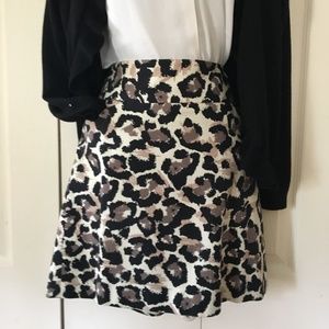 Linen Leopard Print Skirt